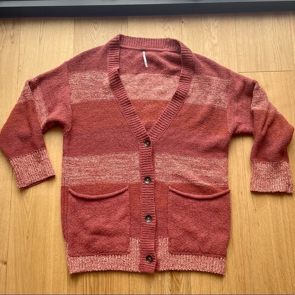 NWT FREE PEOPLE SOUTHPORT  OVERSIZED BEACH CARDIGAN BLUSHES COMBO XS - Picture 7 of 13